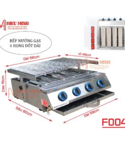 Bếp Nướng Gas 4 Họng Đốt Dài
