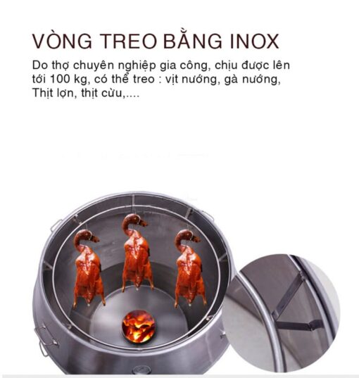 Lò quay gà vịt inox chân cong 90