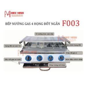 Bếp Nướng Gas 4 Họng Đốt Ngắn