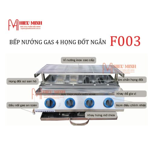Bếp Nướng Gas 4 Họng Đốt Ngắn