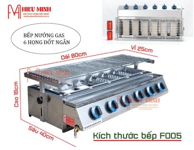 Bếp nướng gas 6 họng đốt ngắn