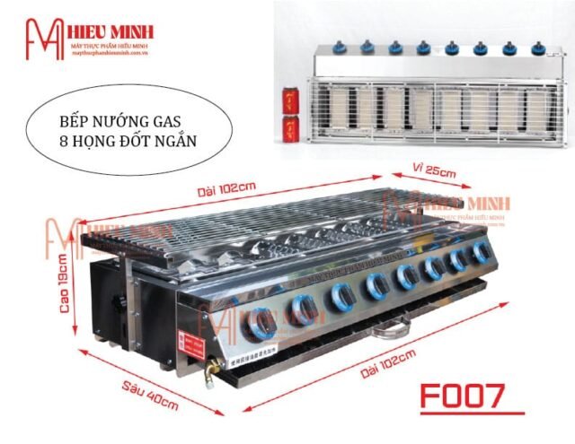 Bếp Nướng Gas 8 Họng Đốt Ngắn