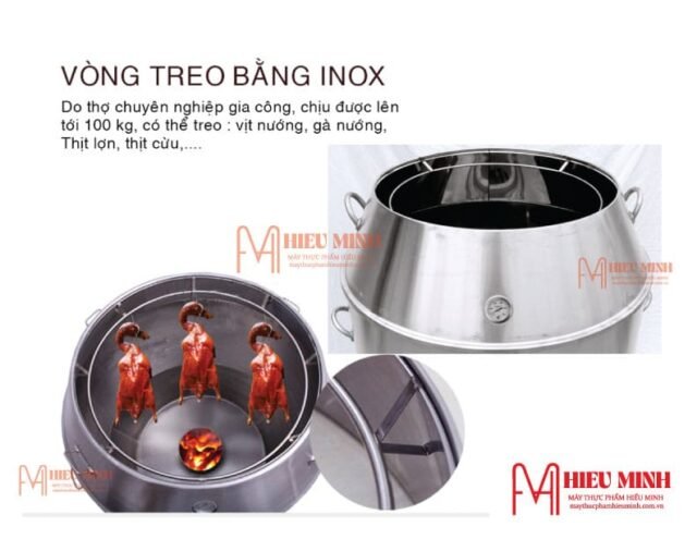 Lò quay gà vịt inox chân cong 80