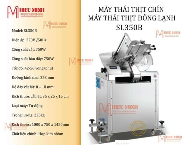 Máy thái thịt SL350B là dòng máy tự động, phù hợp cho việc thái thịt chín và thịt đông lạnh