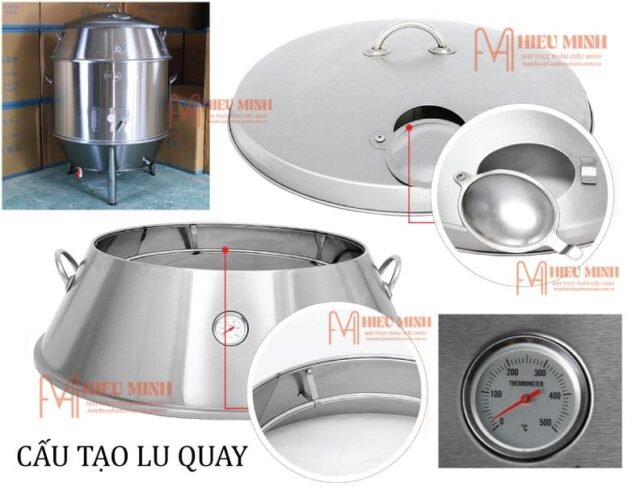 Lò Quay Vịt inox 100 cấu tạo lu quay