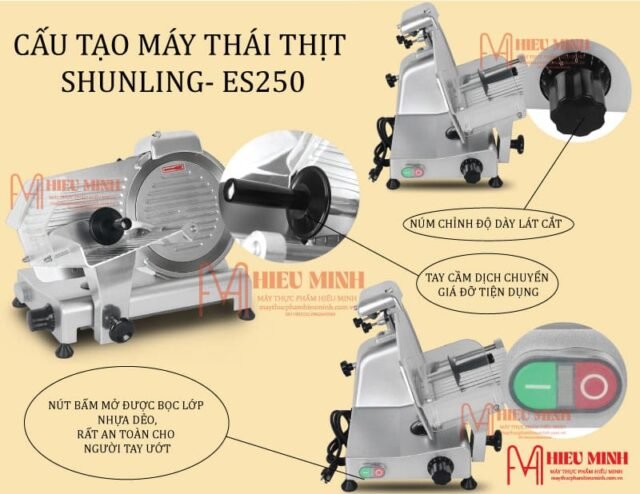 Chi tiết cấu tạo máy thái thịt bò đông lạnh 250ES