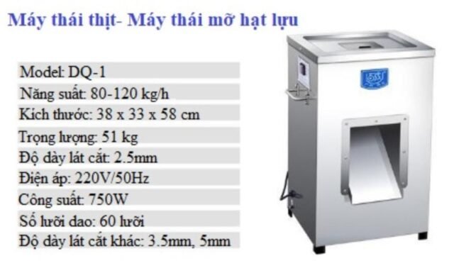 Máy thái thịt model DQ-1 với công suất 750W, năng suất từ 80-120 kg/giờ